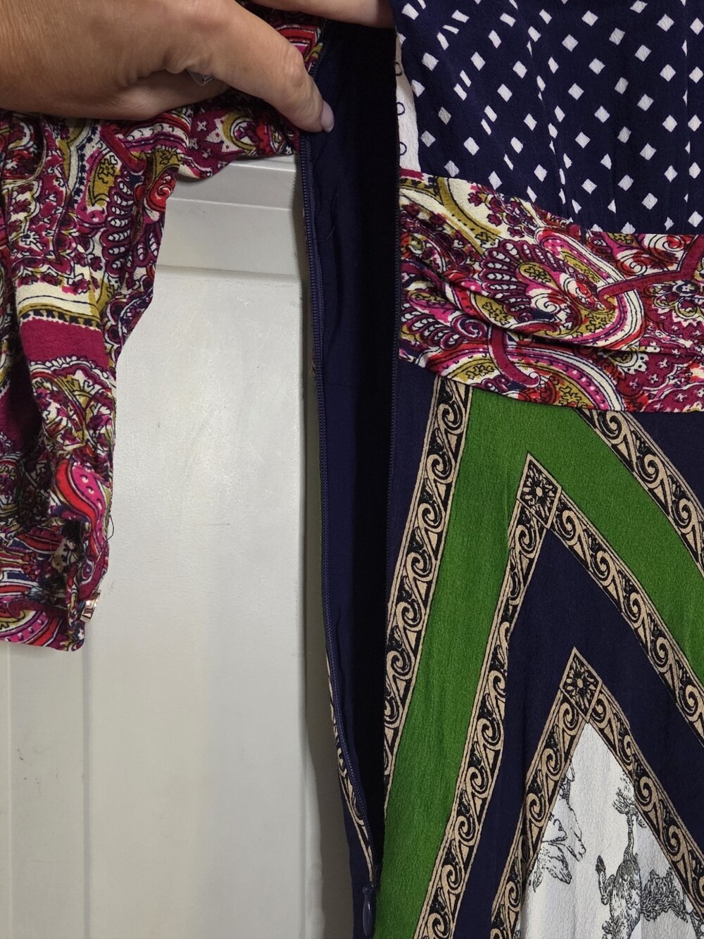Moulinette Soeurs By Anthropologie - Mixed Print V-Neck Long Sleeve Dress - Picture 13 of 15